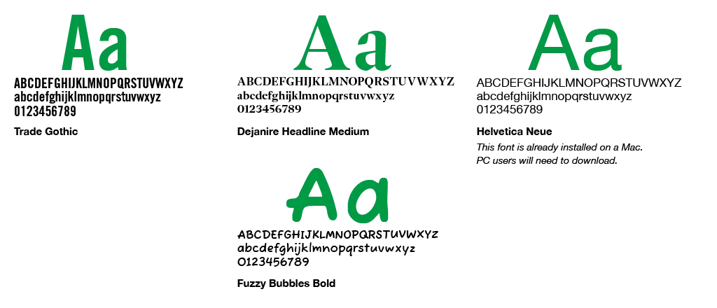 visual representation of licensed font typefaces