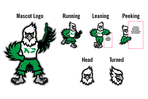 UND Fighting Hawk mascot pose image