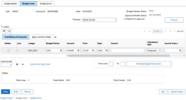 Budget Lines Screenshot