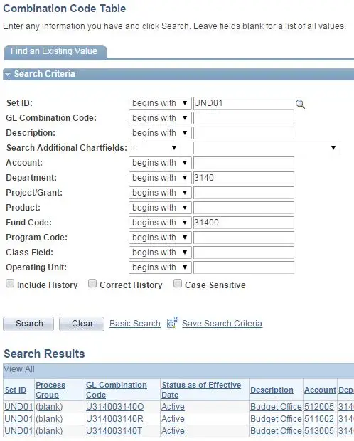 Combo Code Lookup Example 1