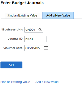 Enter Budget Journals Screenshot